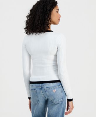 Women's Laurel Contrast-Trim Ribbed Knit Sweater