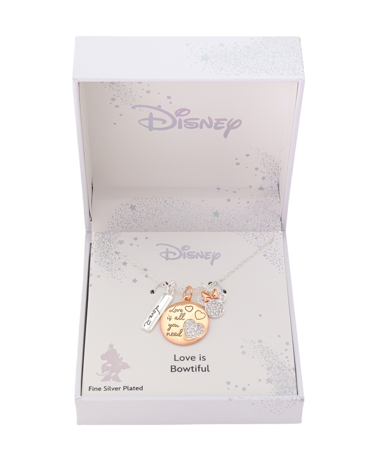 Disney Minnie Mouse Cubic Zirconia Love Pendant Charm Necklace