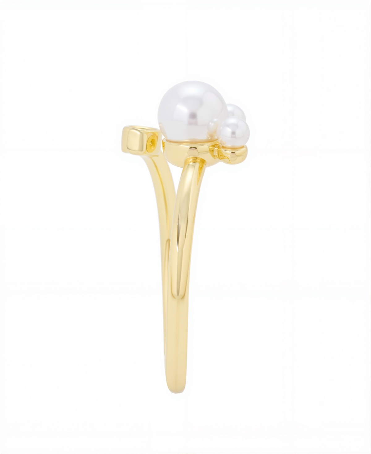 Disney Mickey Mouse Cultivated Pearl And Cubic Zirconia Ring In Gold
