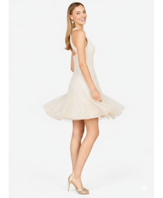 Women's Beaded Halter Neck Bridal Midi Dress