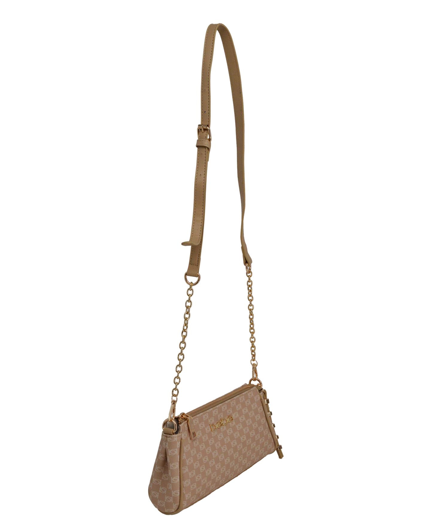 Женская сумка Bebe Adela Monogram Baguette Crossbody, цвет: Бежевый — фото 3