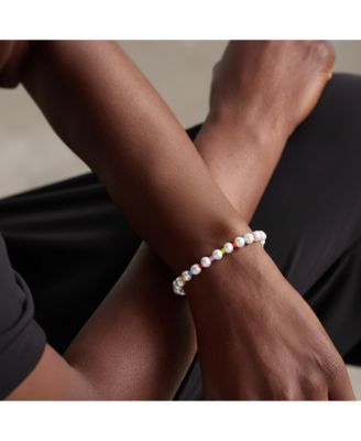 Freshwater Pearl & Rainbow Bead Bracelet with Nordic Clasp