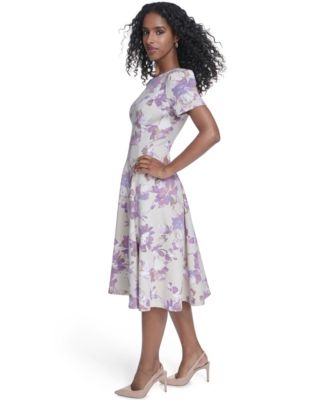 Women's Short-Sleeve Scuba Midi Dress