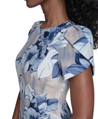 Women's Printed Tulip Short-Sleeve Sheath Dress