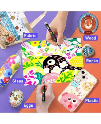 24 Colors Acrylic Paint Markers, with Soft Brush Tip， Waterproof and No Bleed for Fabric, Egg, Rock Painting and DIY Crafts Art Supplies