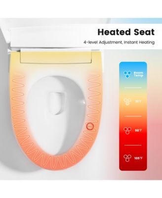 Smart Elongated One-Piece Bathroom Fixture With Heated Seat, Auto Flush Night Light And Deodorizer