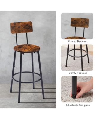 Casainc Round Stool Set with Shelf and Backrest