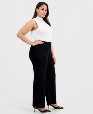 Plus Size Mid-Rise Sweater-Knit Pants 