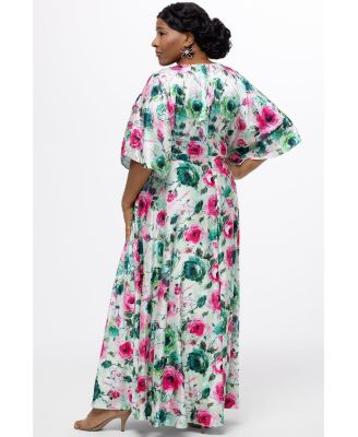 Women's Flowy Floral V-Neck Gown