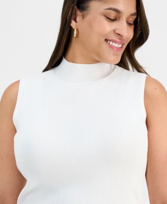 Plus Size Mock-Neck Sleeveless Sweater