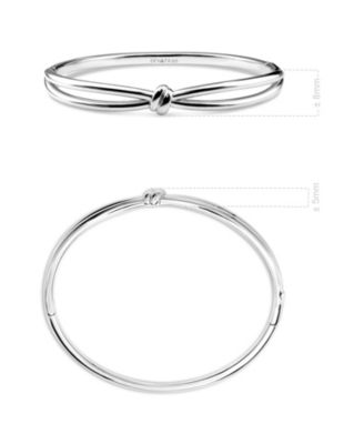 Love Knot Bangle Bracelet in Rhodium Plated Sterling Silver, Size Medium