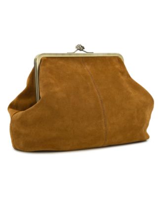 Suede Vivienne Frame Kisslock Crossbody Bag