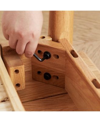 Solid Oak Wood Computer Desk with Drawer and Natural Wood Grain
