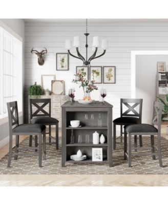 CASAINC 5-Piece Counter Height Dining Set with 4 Chairs