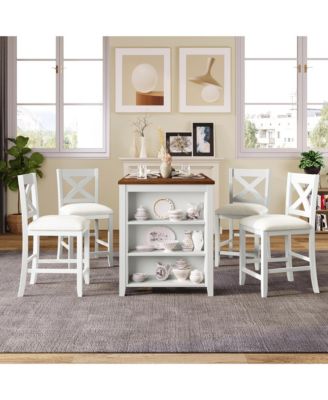 CASAINC 5-Piece Counter Height Dining Set with 4 Chairs