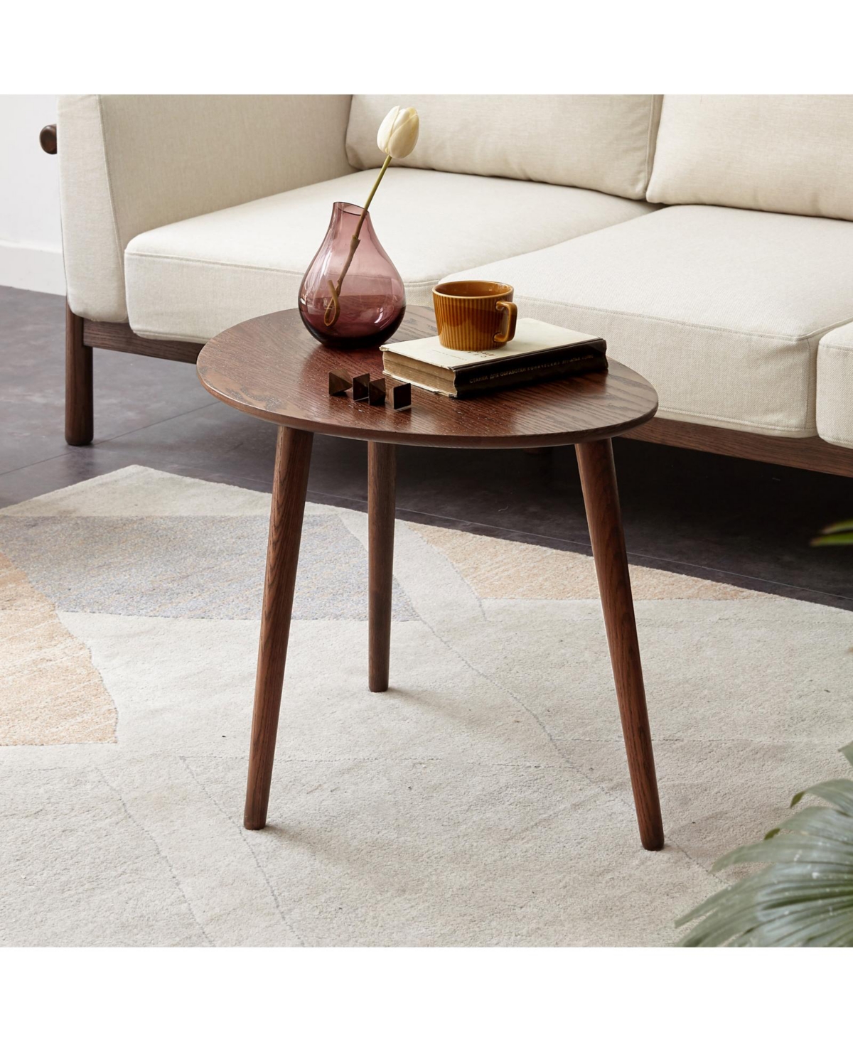 Casainc Pebble Shaped Solid Oak Wood Center Table with Natural Wood Top(only one table)