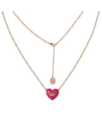 Juicy Couture 15'' + 2'' Crown Logo Heart Pendant Necklace - Adjustable