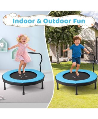 40'' Trampoline for Kids Indoor/Outdoor Fitness Trampoline w/ Foam Handlebar