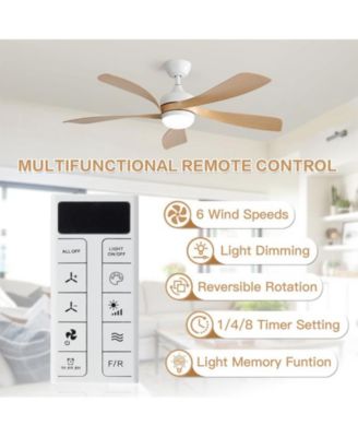 52-inch Modern Smart Standard White 5-Blade Ceiling Fan with Remote Control and LED Light