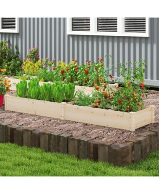 Wooden Raised Open-Ended Base Garden Bed with 2 Planter Box Dividers