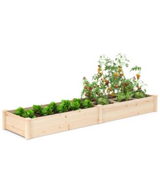 Wooden Raised Open-Ended Base Garden Bed with 2 Planter Box Dividers