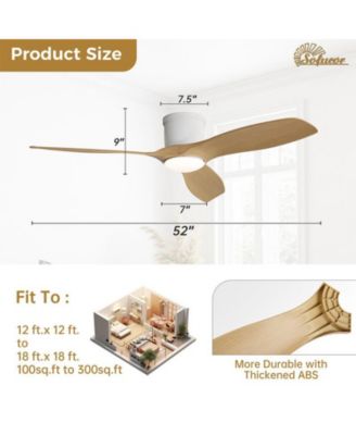 52-inch Modern Minimalist White 3-Blade Flush Mount with Remote Control,Supporting Mobile Device Connection and Voice Function