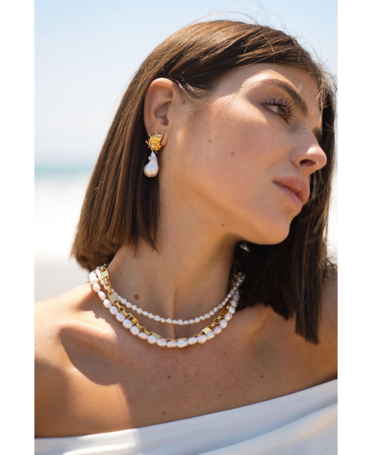 Classicharms Leah Seashell Freshwater Baroque Pearl Drop Earrings