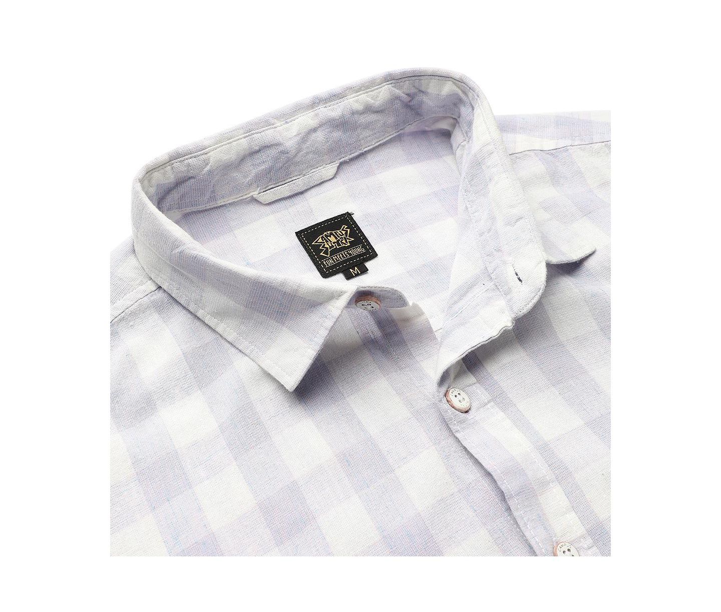 Мужская рубашка Cahoot Campus Sutra Checkered Regular Fit Casual, цвет: Синий — фото 8