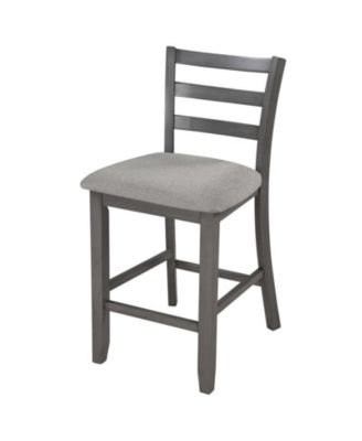 TREXM 5-Piece Counter Height Dining Set with Espresso Wood Table Padded Chairs and Storage Shelving