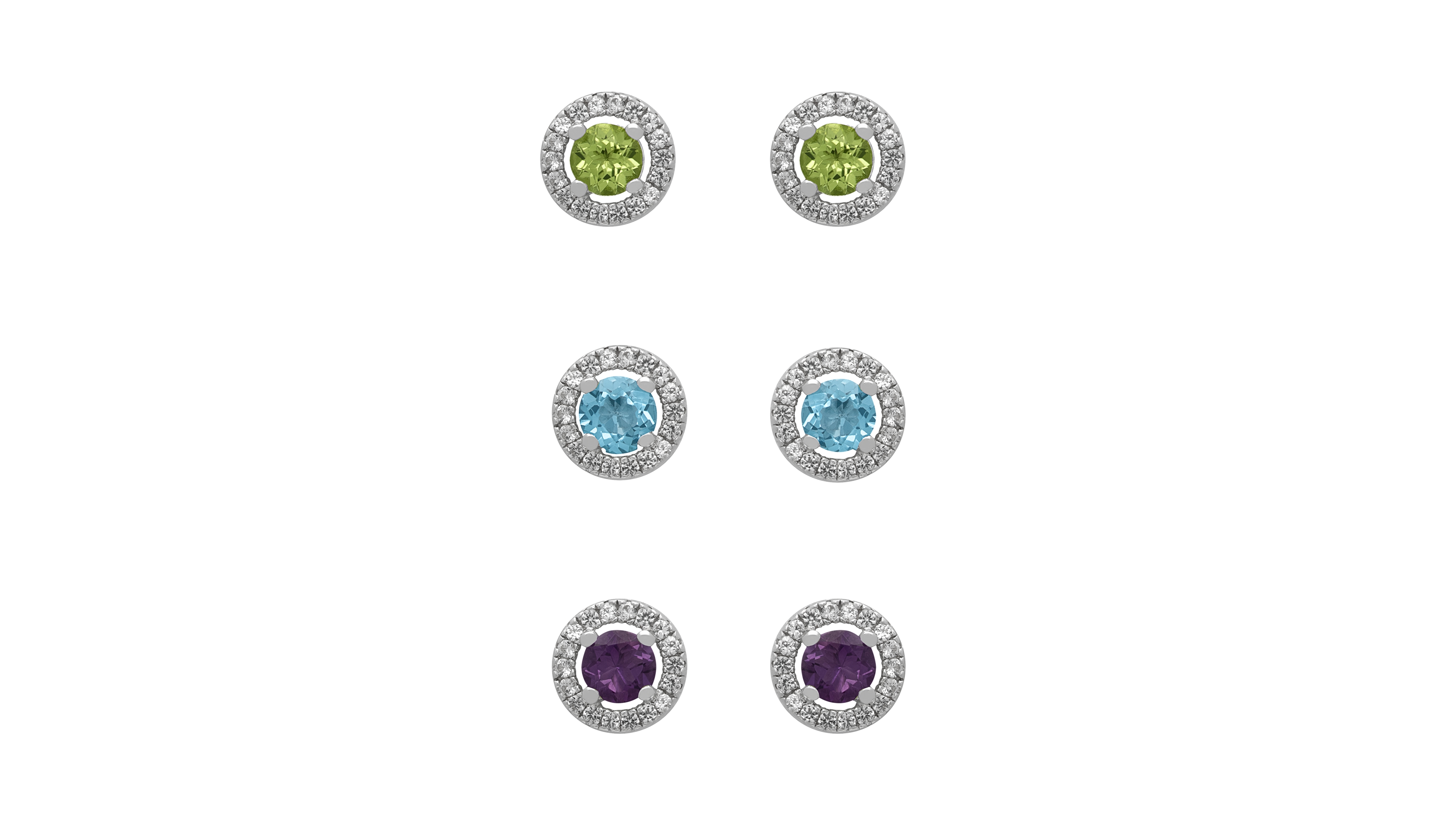 Macy's 3-Pc. Multi-Stone Stud Earrings Set (2.60 ct. t.w.)in Sterling Silver