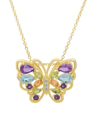 Multi-Stone (2.62 ct. t.w.) Pendant Necklace in Yellow Gold Plated Sterling Silver