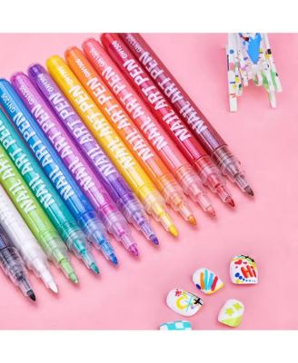 12 Regular Colors Acrylic Paint Pens, Nail Graffiti Pen Waterproof and Quick-Drying for DIY Art Creation