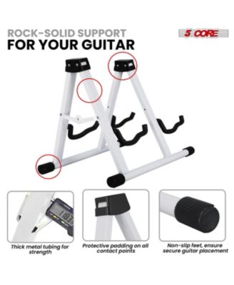 Double Guitar Stand Floor Adjustable A Frame Folding Acoustic Electric Guitars Holder Stands GSS 2N1 WH
