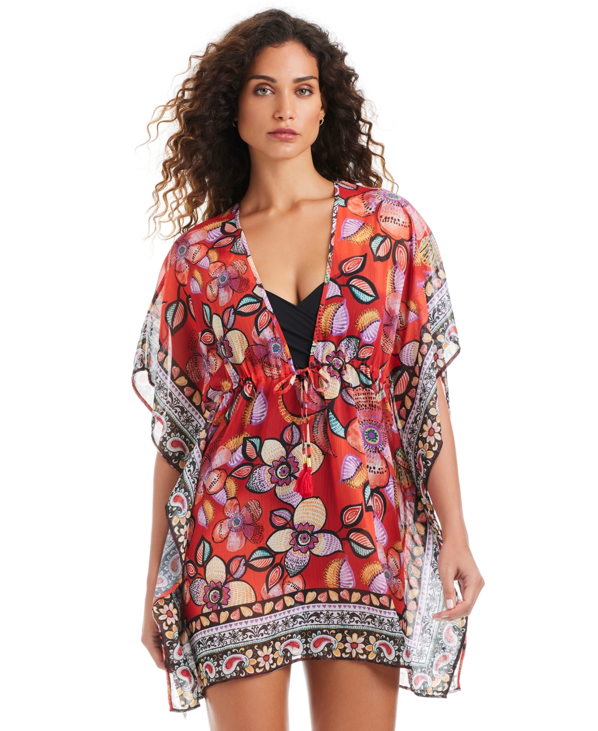 Beyond Control Women's Flame Palmette V-Neck Swim Caftan