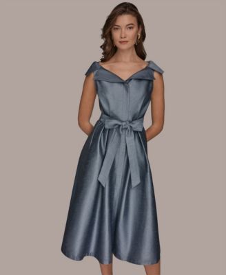 Women's V-Neck Belted Midi Dress