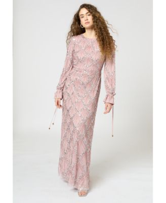 Women's Modest Embellished Sequin Beaded Dress