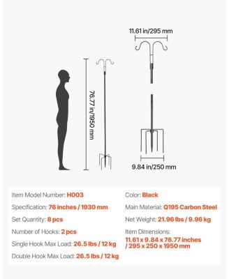 Double Hook Shepherd Poles for Bird Feeders – 8-Pack Heavy-Duty Design