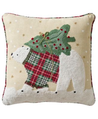 Polar Bear Holiday Decorative Pillow, 18" x 18"