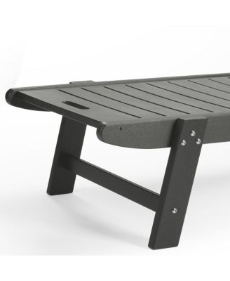 Outdoor HDPE Patio Chaise Lounges With Wheels & Cup Holder (Set of 2)