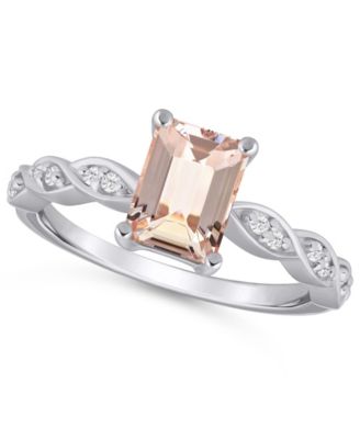 Aquamarine (1-3/8 ct. t.w.) and White Diamond (1/20 ct. t.w.) Ring in 10k White Gold 