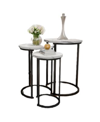 Round Modern 3-Pc. Wood Nesting Table Set
