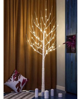 Fall Decor Party Indoor Outdoor 2 Pack Lighted Birch Trees