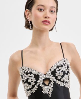 Juniors' Rhinestone Ball Gown