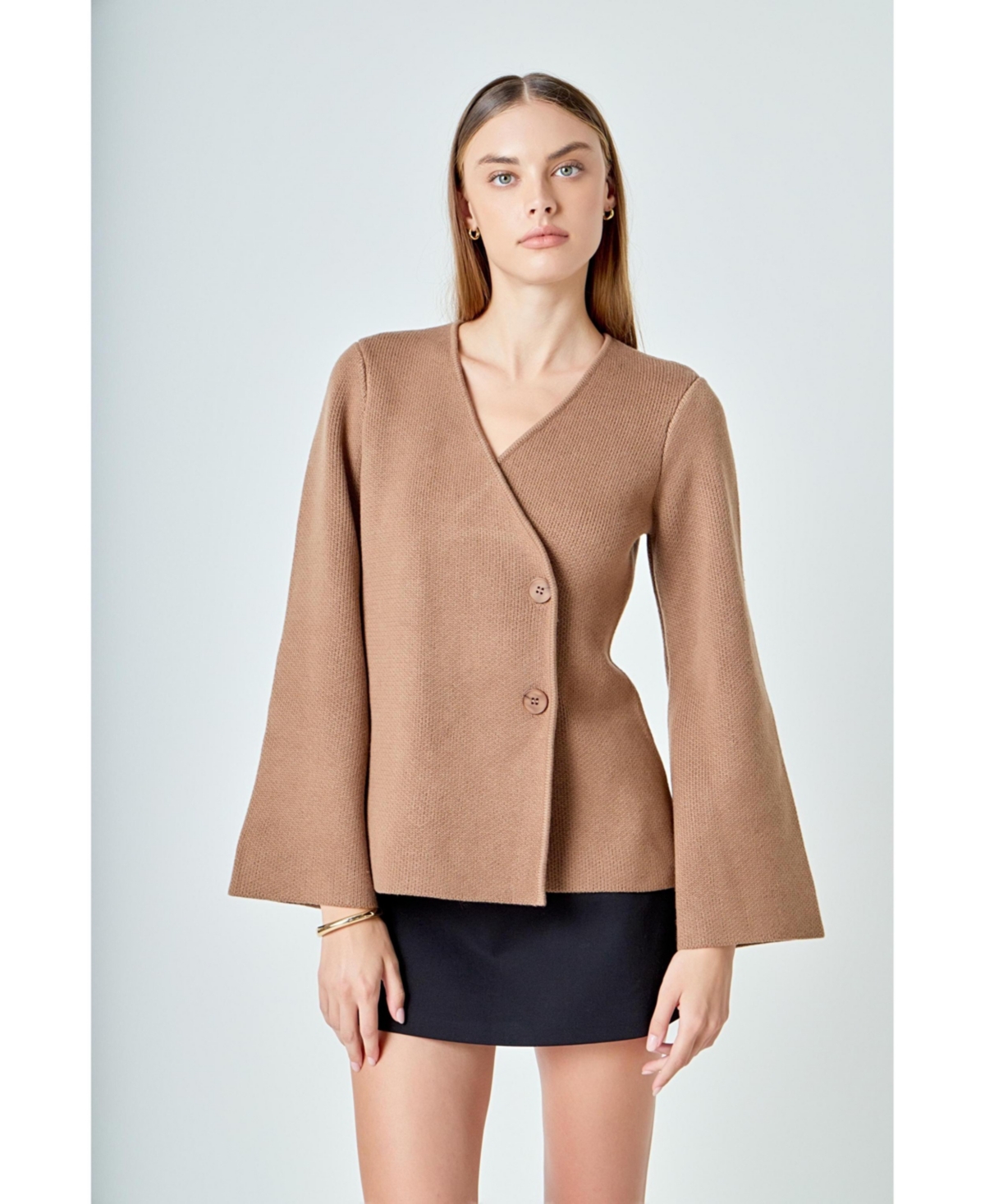 endless rose Women's 2 Button Cinched Sweater Cardigan