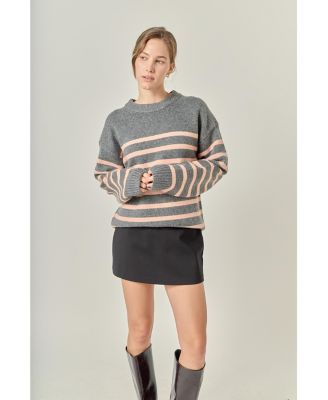 Women's LIKIMIO Striped Crew Neck Sweater