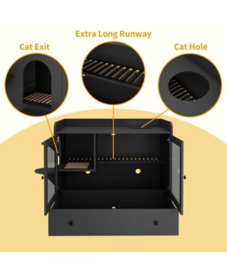 Cat Litter Box Furniture Hidden, Cat Condo Pet House with Stairs, Cat Litter House for Living Room