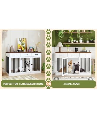 Dog Cage Storage Cabinet, Dog House Furniture Style Dog Crate with 3 Drawers