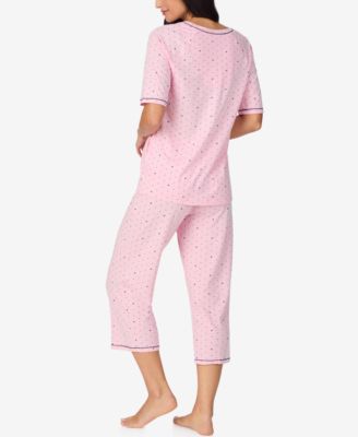 Printed Elbow-Sleeve Top & Capri Pants Pajama Set