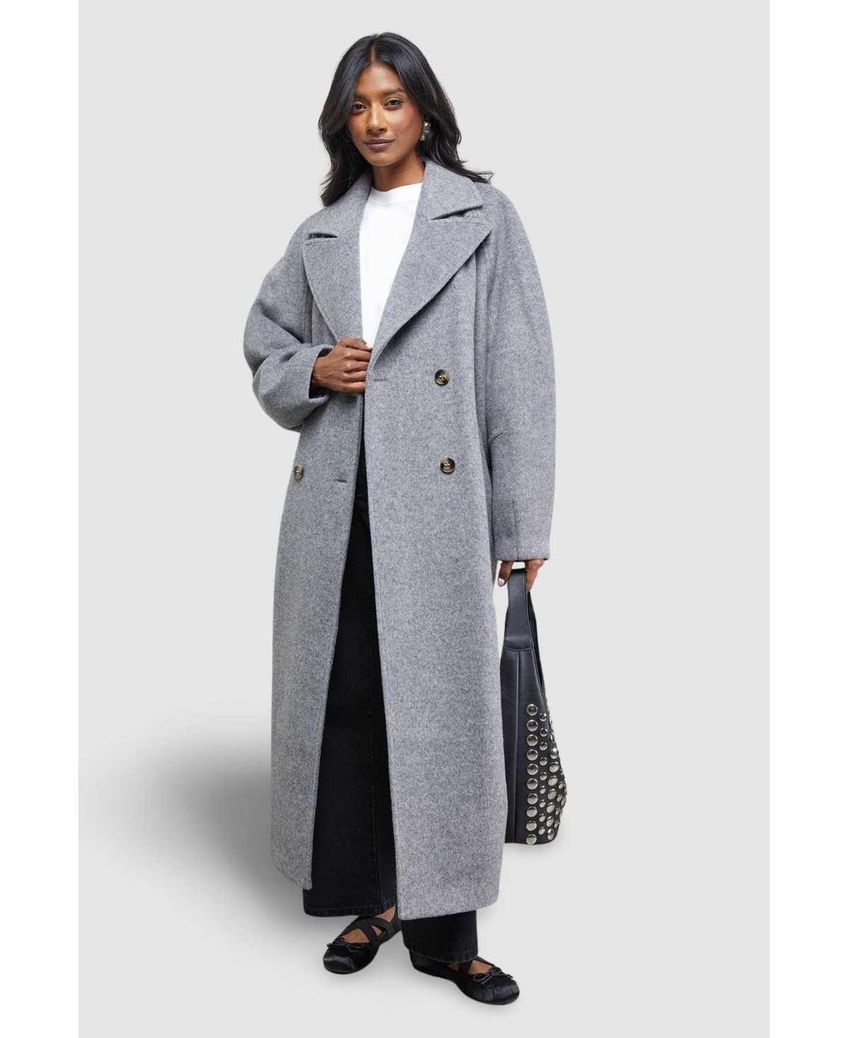 Warehouse Women's Oversized Pleat Back Detail Maxi Coat