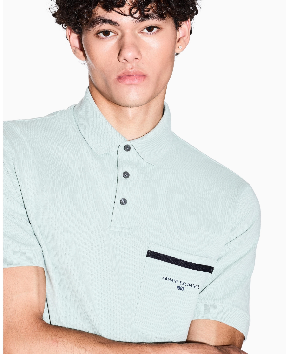 A|X Armani Exchange Men's Pique with Pocket Graphic Polo Shirt